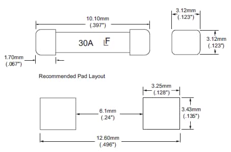 Mechanical Drawing - Littelfuse 463 Series NANO²® Fuse